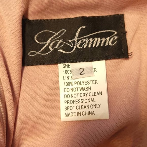 La Femme Womens Formal Gown Dress Pink Maxi‎ High Low Strappy Open Back 2 New - Picture 7 of 9
